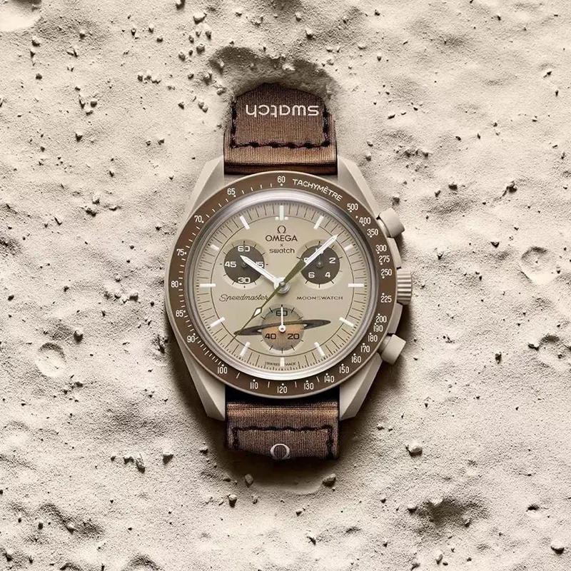 Omega x Swatch “Mission to Saturn” Beige Dial Men's Watch- S033T100